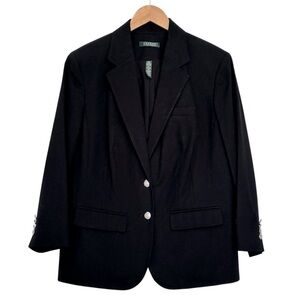 LAUREN RALPH LAREN Black Blazer Jacket With‎ Silver Toned Crest Buttons Size 14W